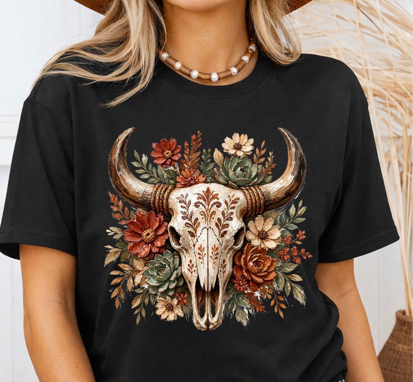 Brushstroke Bull Skull Western Succulent