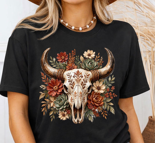 Brushstroke Bull Skull Western Succulent