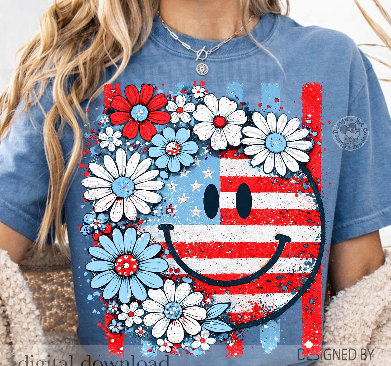 Floral American Flag Smiley