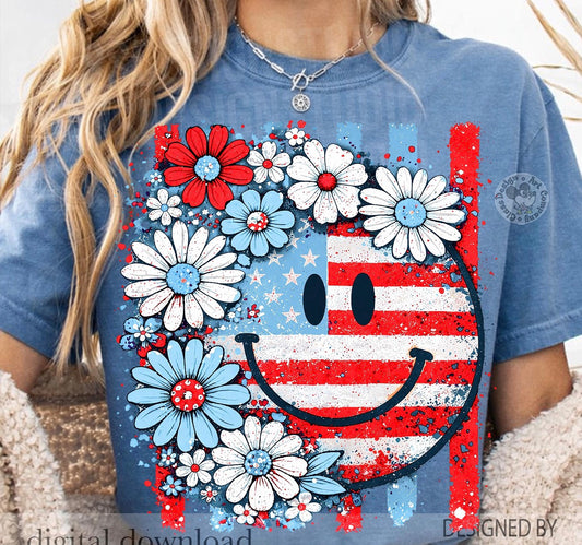 Floral American Flag Smiley
