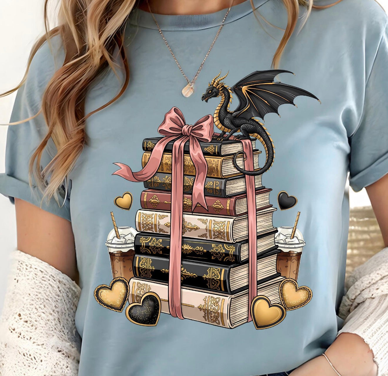 Vintage Stack of Books Dragon