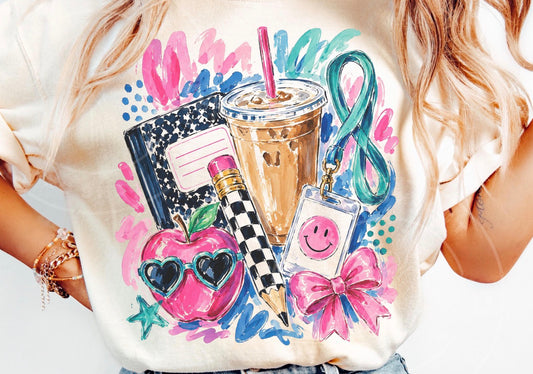 Preppy Teacher Watercolor Iced Coffee