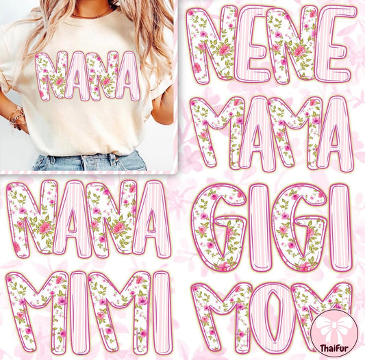 Pink Stripe Mama Floral