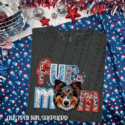 Australian Shepherd Fur Mom Red White Blue