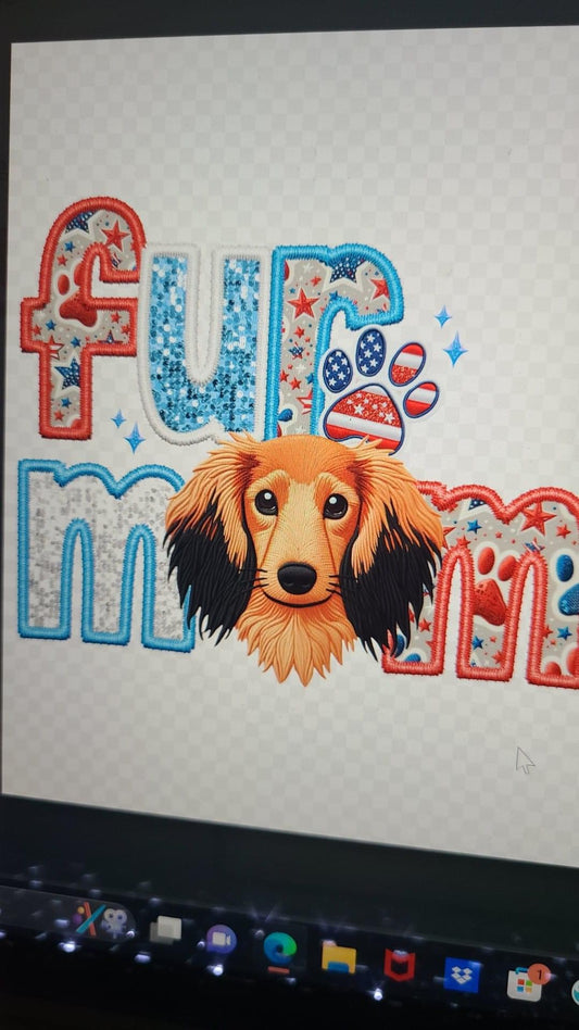 Dachshund Fur Mom Red White Blue