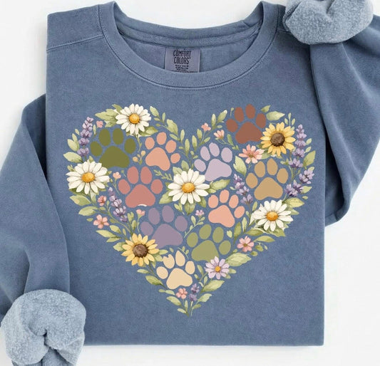 Floral Paw Print Heart