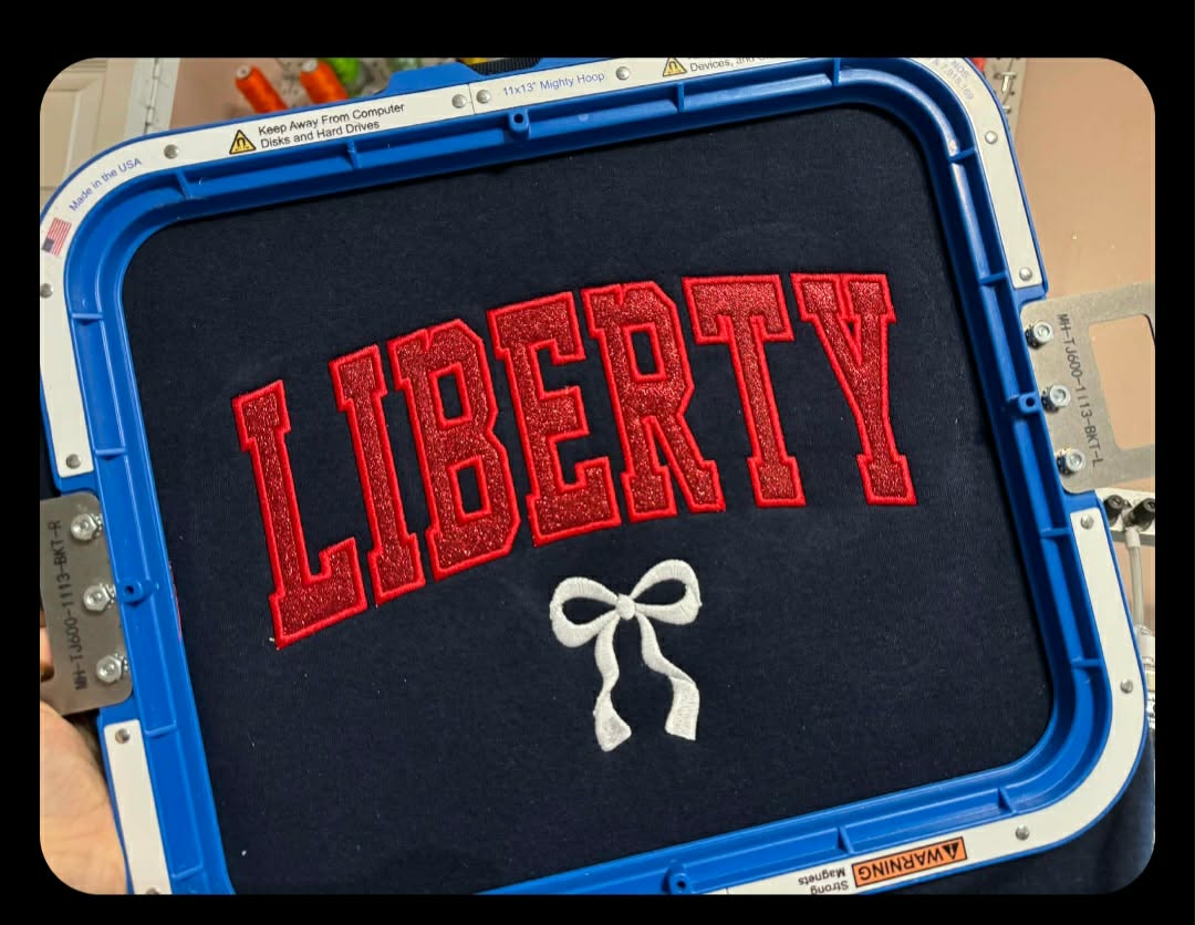Custom Word W/Bow Embroidery