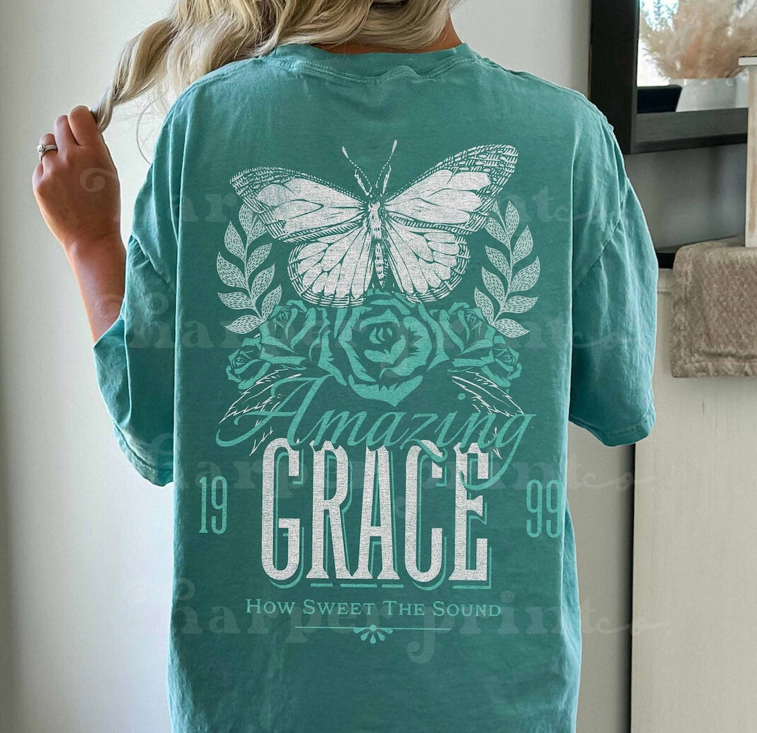 Amazing Grace White/Green Distressed