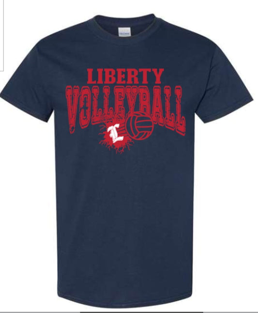 LIBERTY Volleyball red & white font