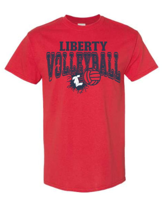 LIBERTY Volleyball white & navy font