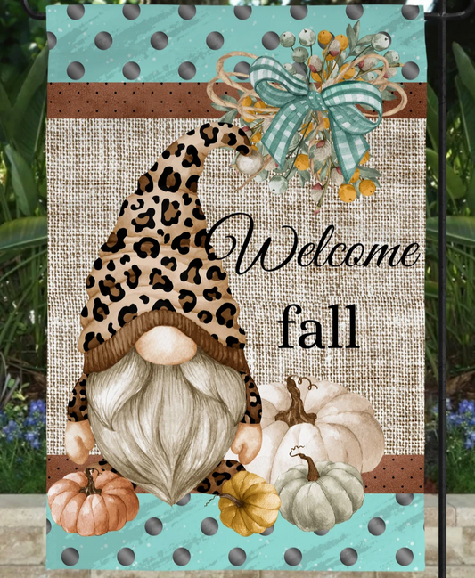 Welcome Fall Gnome with Pumpkins Flag