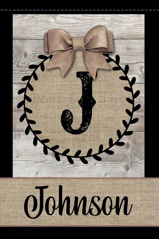 Rustic Wood Burlap Flag