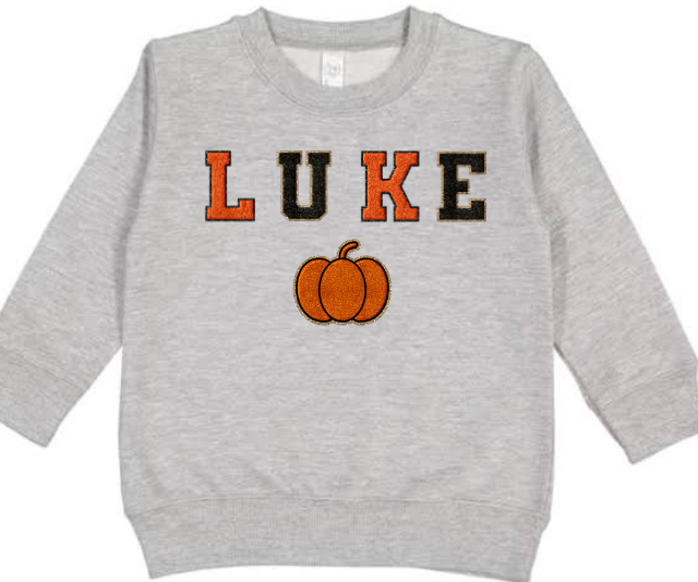 Kids Orange & Black Name W/Pumkin