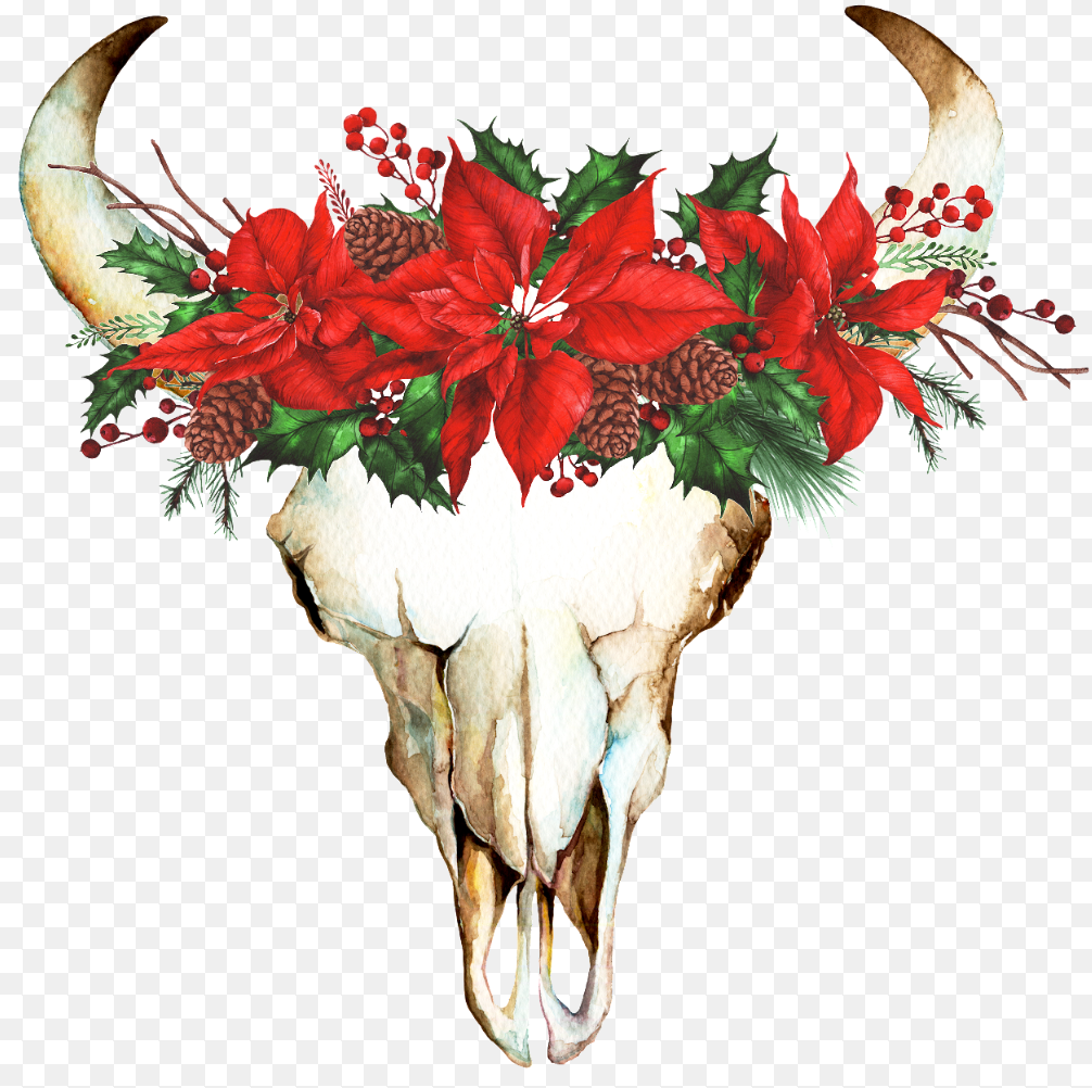 Christmas Bull Skull