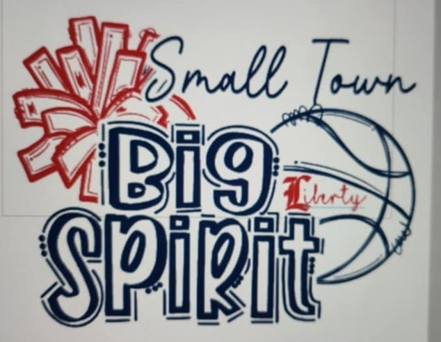 LHS Small town big spirit red & navy font