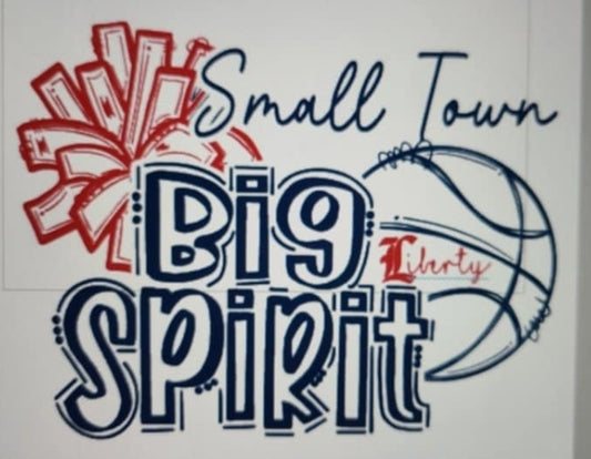 LHS Small town big spirit red & navy font