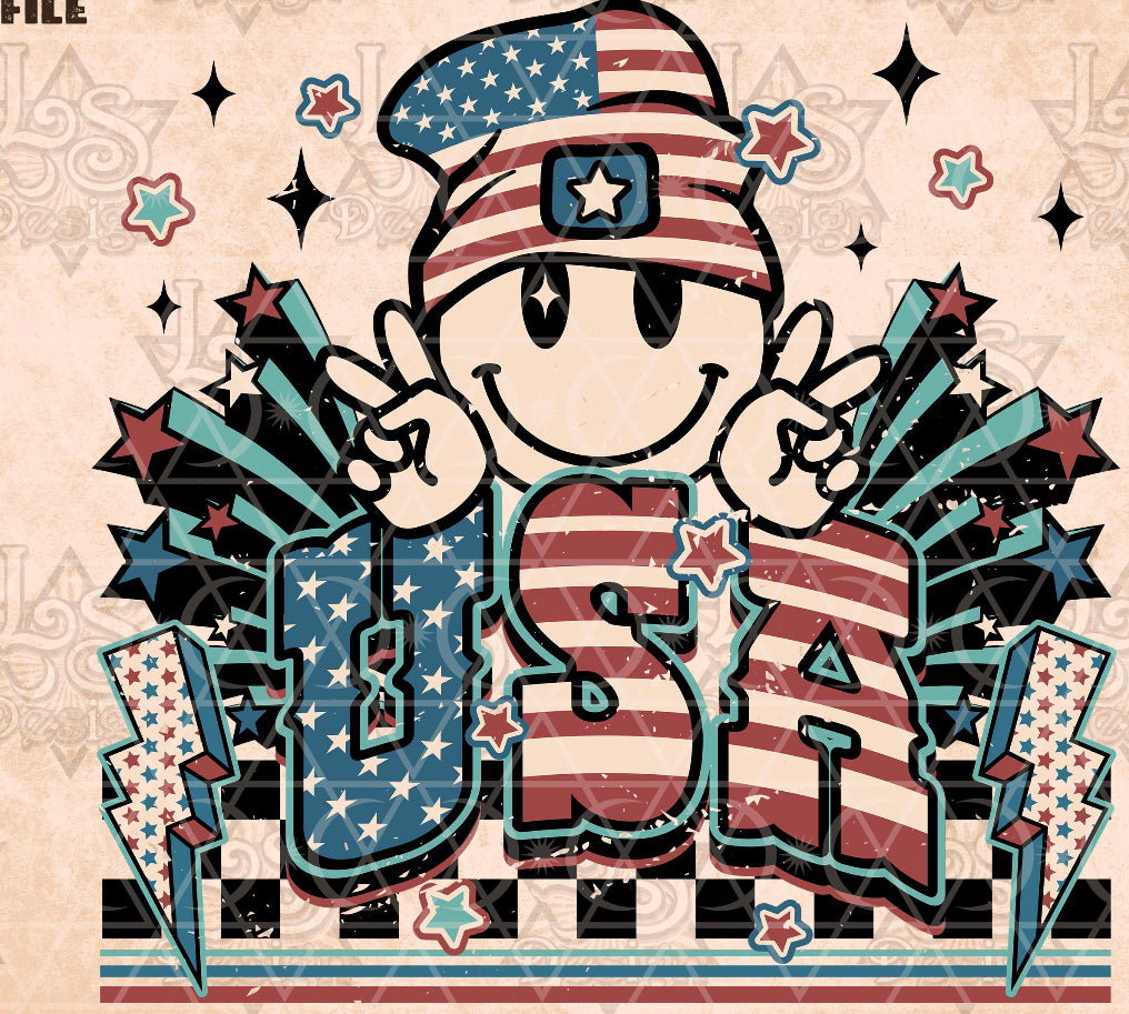Retro USA Smiley With Hat