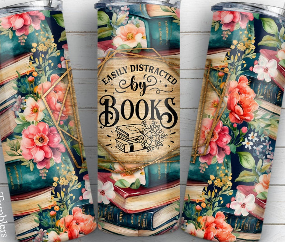 Easily distracted by books tumbler