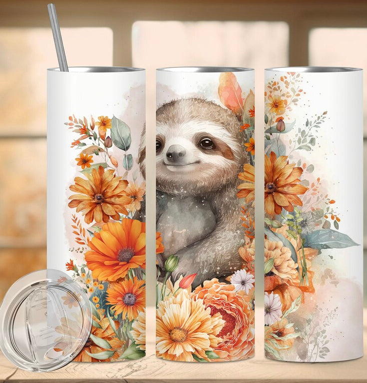 Sloth flower tumbler