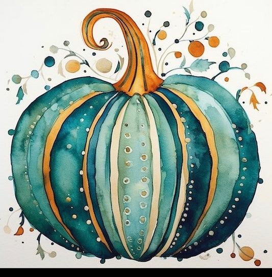 Teal whimsical pumpkin