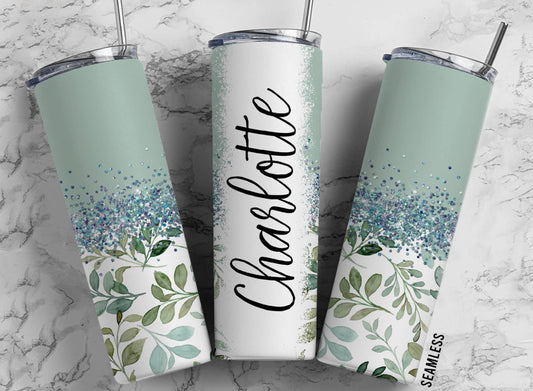 Mint floral tumbler