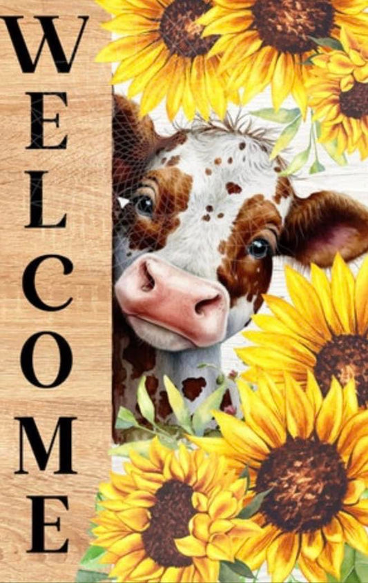 Welcome home cow flag