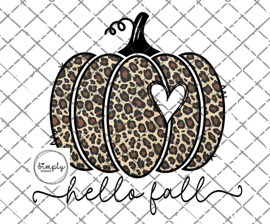 Hello Fall Leopard Pumpkin