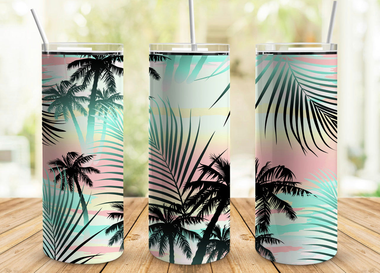 Summer palm tree tumbler