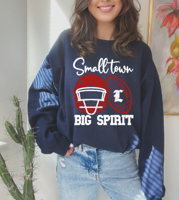 LHS Small town big spirit red & white font