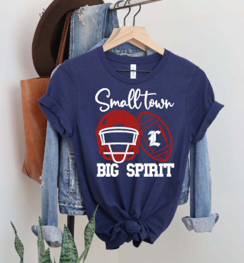 LHS Small town big spirit red & white font