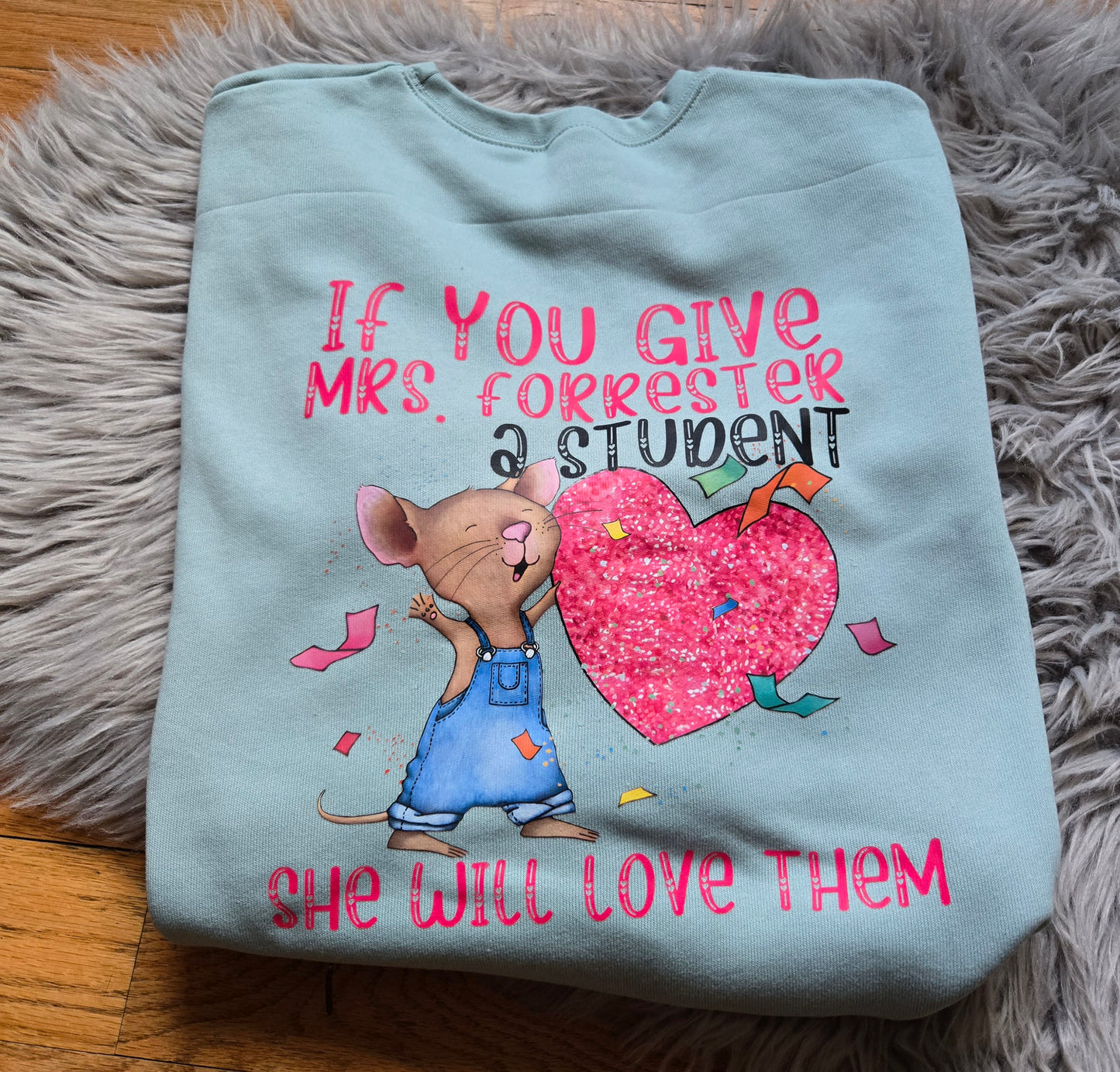 Personalized teacher front and back valentines day