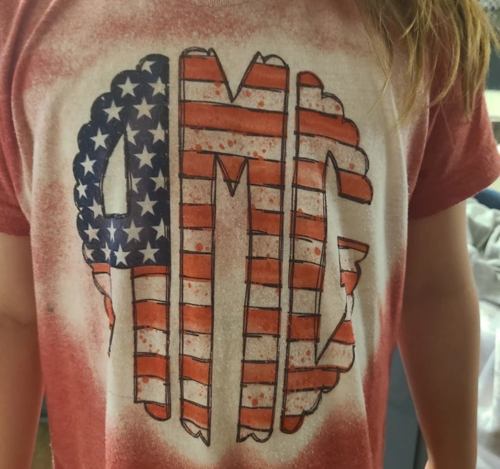 Red white blue monogram