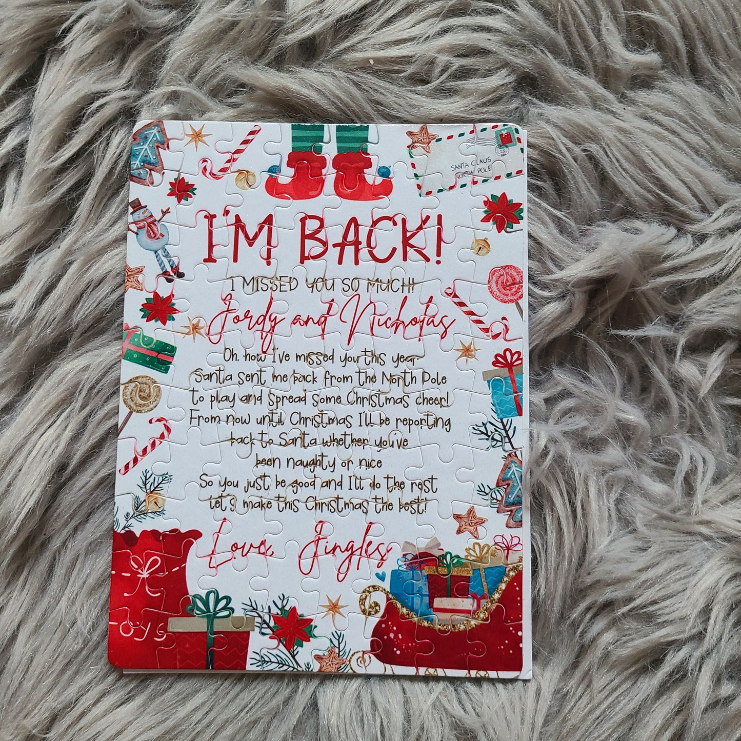 Personalized I'm back Elf Christmas Puzzle