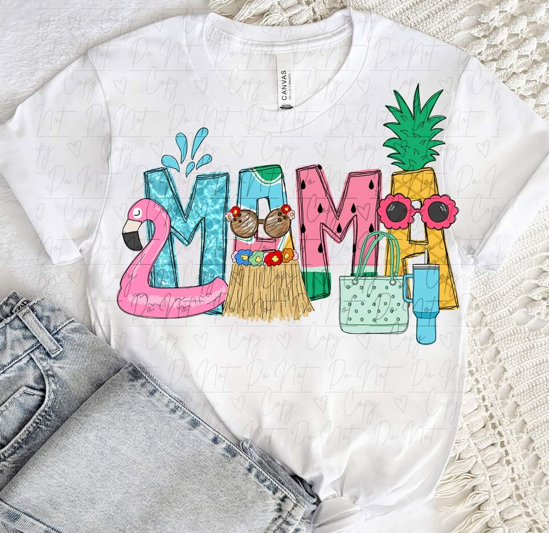 Personalized  summer Mama/Grandma/mimi Any name  with or without kids names under