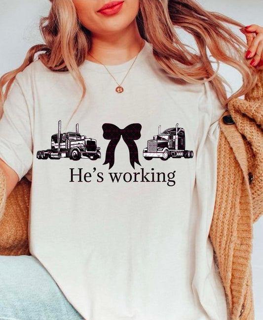 He's working