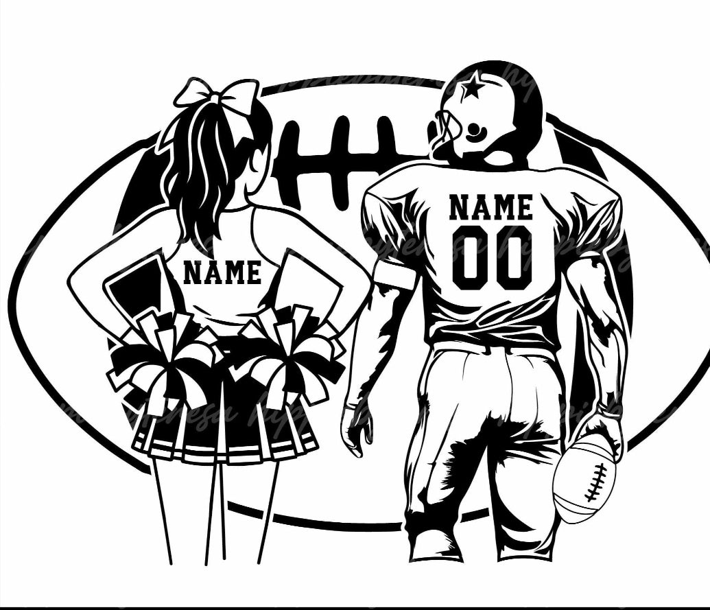 Personalized football & Cheer of both front and back