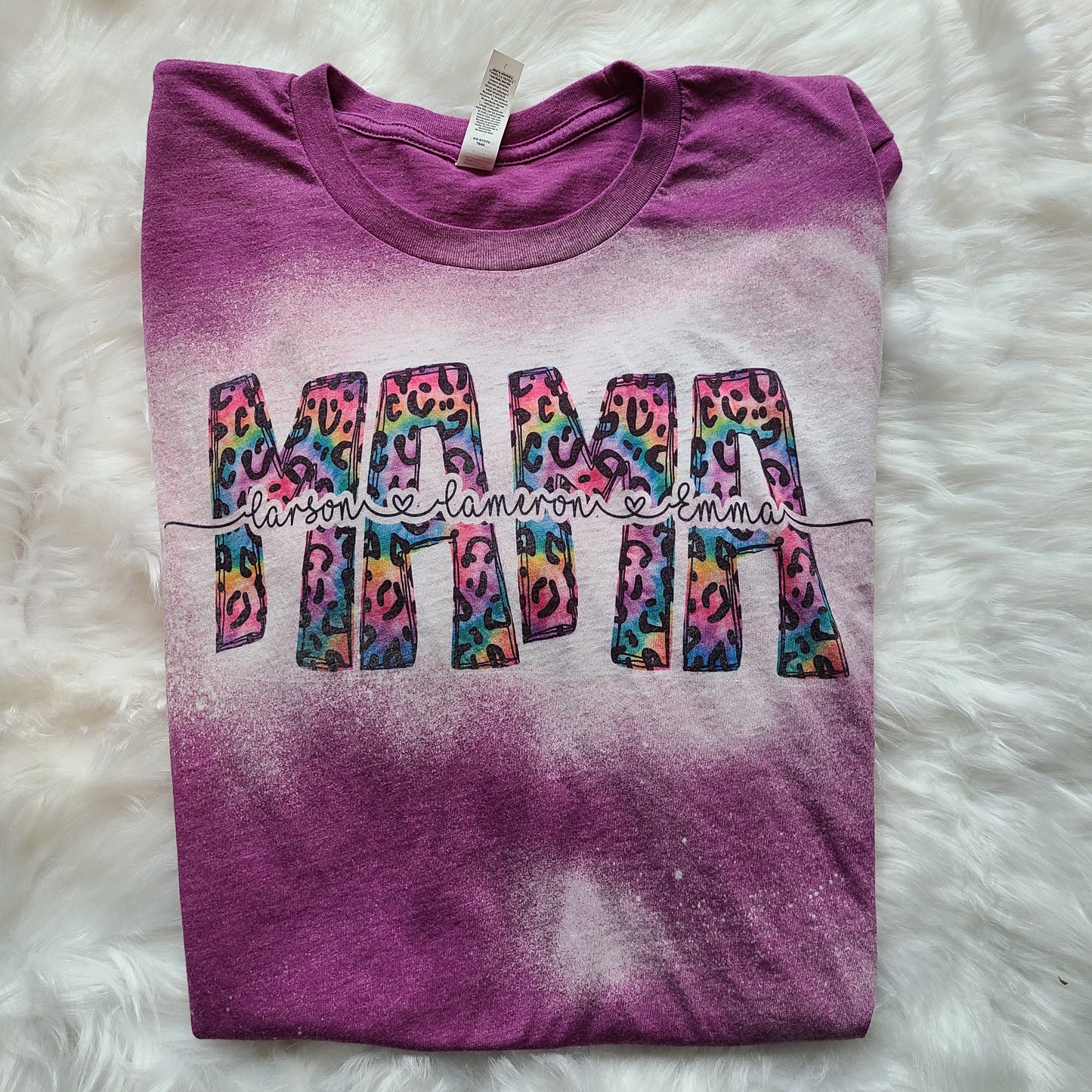 Bleached Rainbow Leopard Customizable Any Mama/Grandma Name