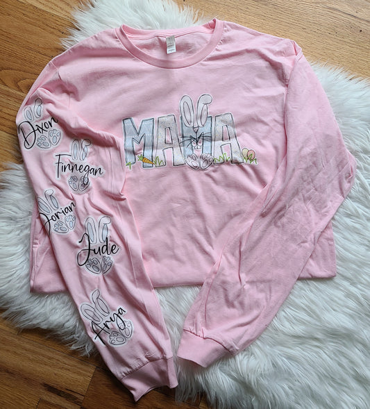 Custom Easter bunnies on my sleeve