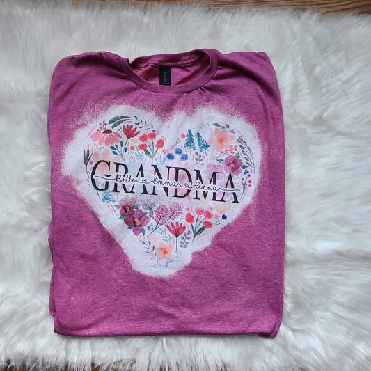Customizable Mama/Grandmother/Name Floral Heart Sublimation