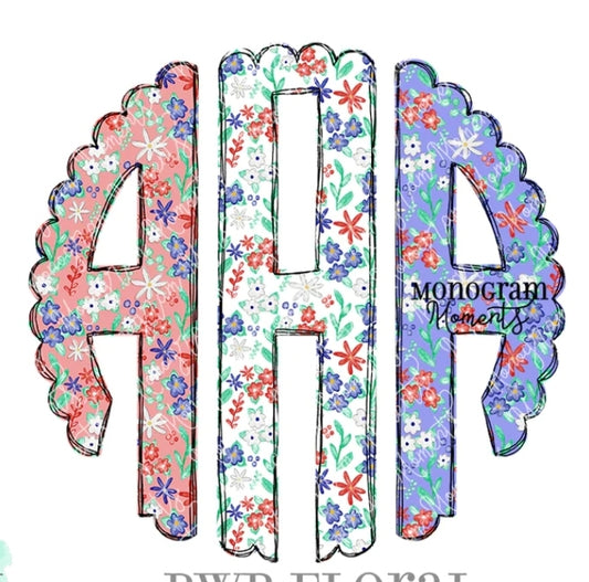 Multi Color Floral Monogram
