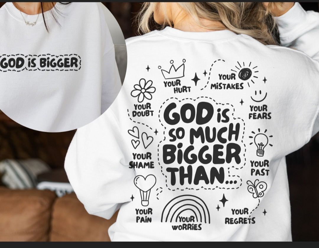 Front and back God is bigger