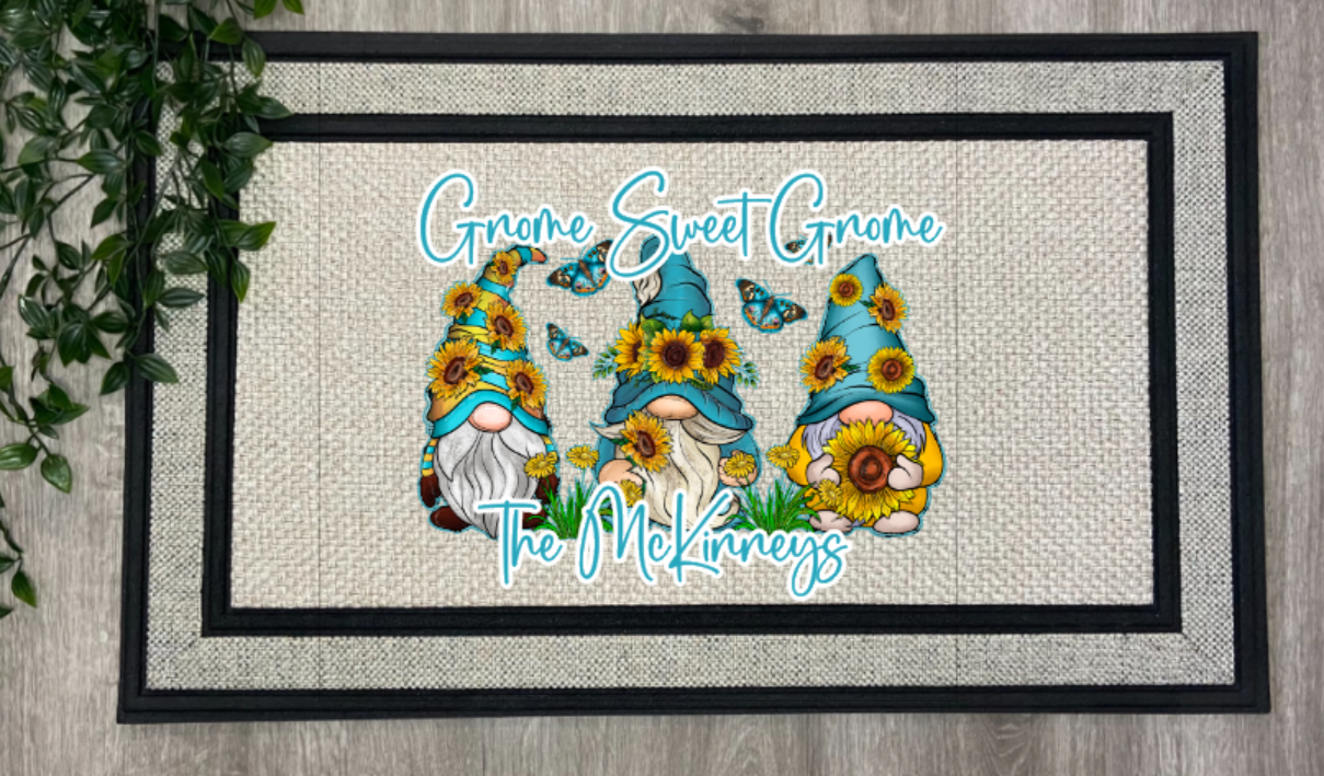 Sunflower Gnome Door Mat