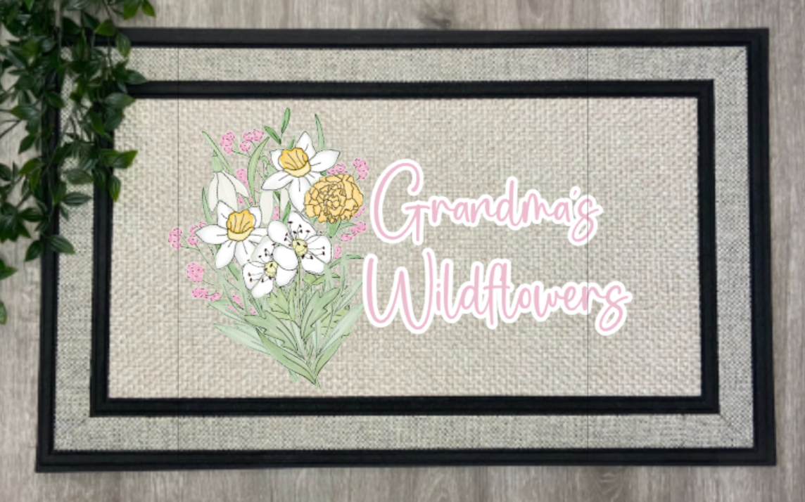 Grandmas Wildflowers Door Mat (Personalize to any name)