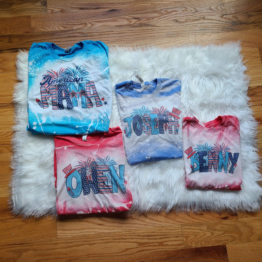 Youth Patriotic Alpha Letter Sublimation